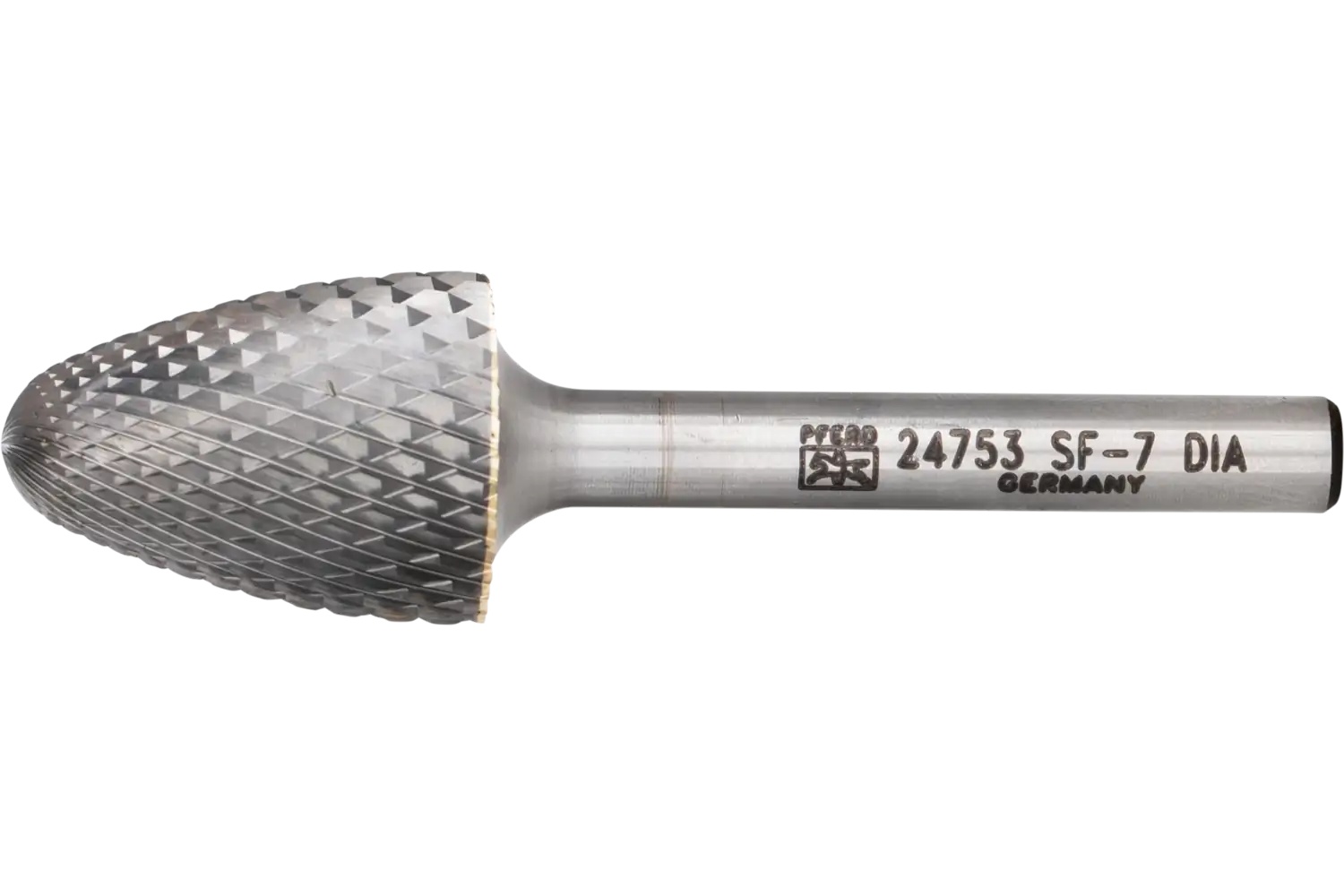 Picture of Pferd Carbide Bur SF-7 Tree Shape Diamond Cut 3/4" x 1" x 1/4" Shank